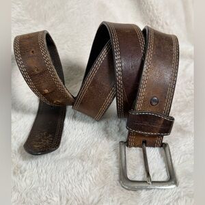 Carhartt Vintage Brown Leather Detroit Belt Well Worn In 51"x1.5" (Plus Buckle)